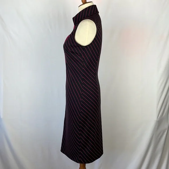 Express Black and Magenta Diagonal Striped Sleeveless Dress - Size 1/2 Juniors - Picture 5 of 12